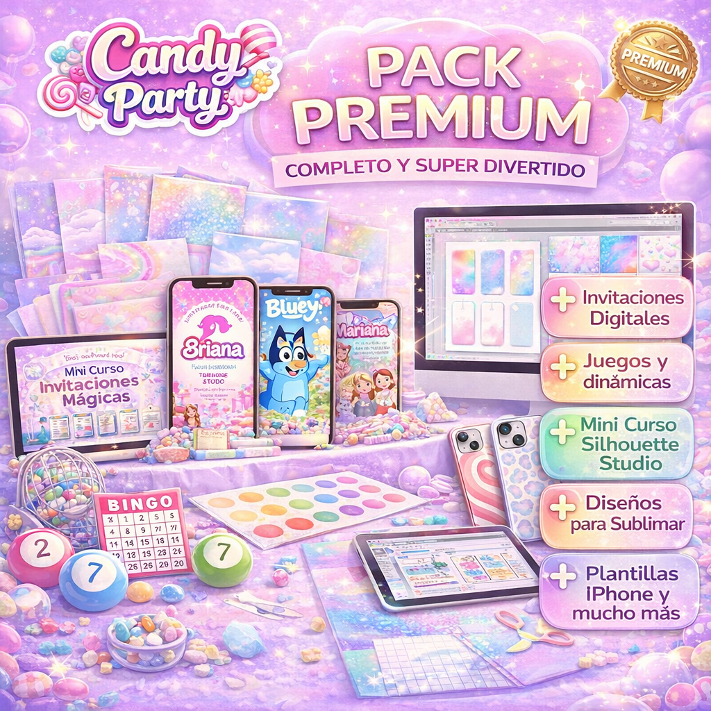 💎PACK PREMIUM | Todo en un SUPER PACK🪁Juegos , Invitaciones, Mini Curso Silhouette y mucho más...